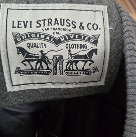 📡 Levi Strauss Grey Wool Bomber Jacket - Picture 5 of 7